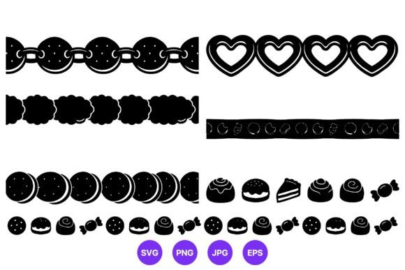 Cookie Hearts Candies Border Vector