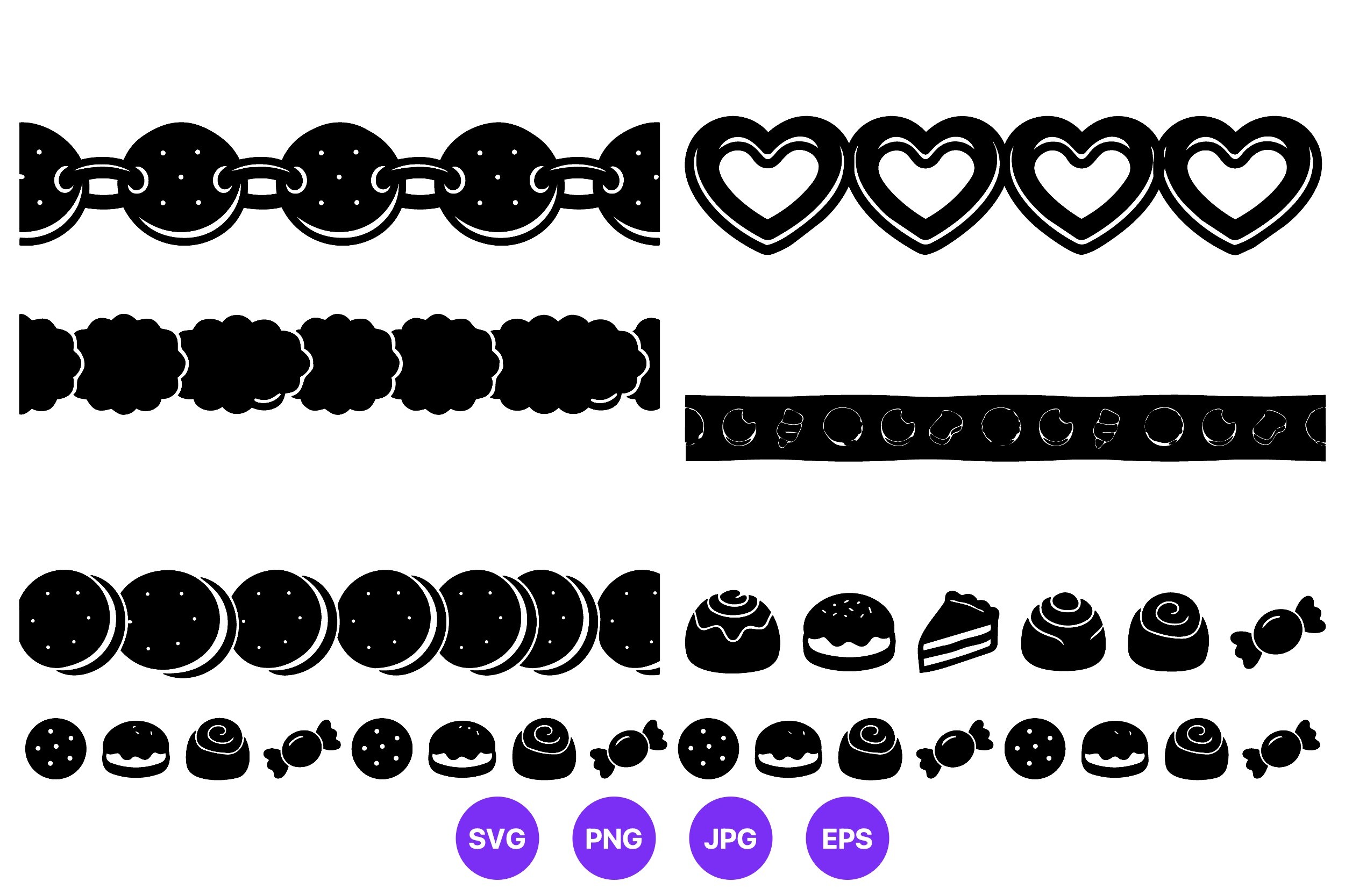 Cookie Hearts Candies Border Vector