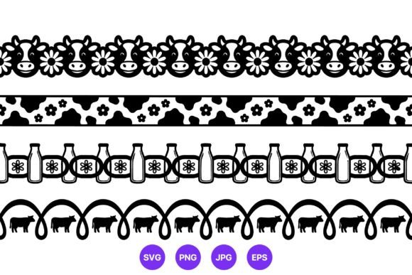 Cow Pattern Borders Black and White