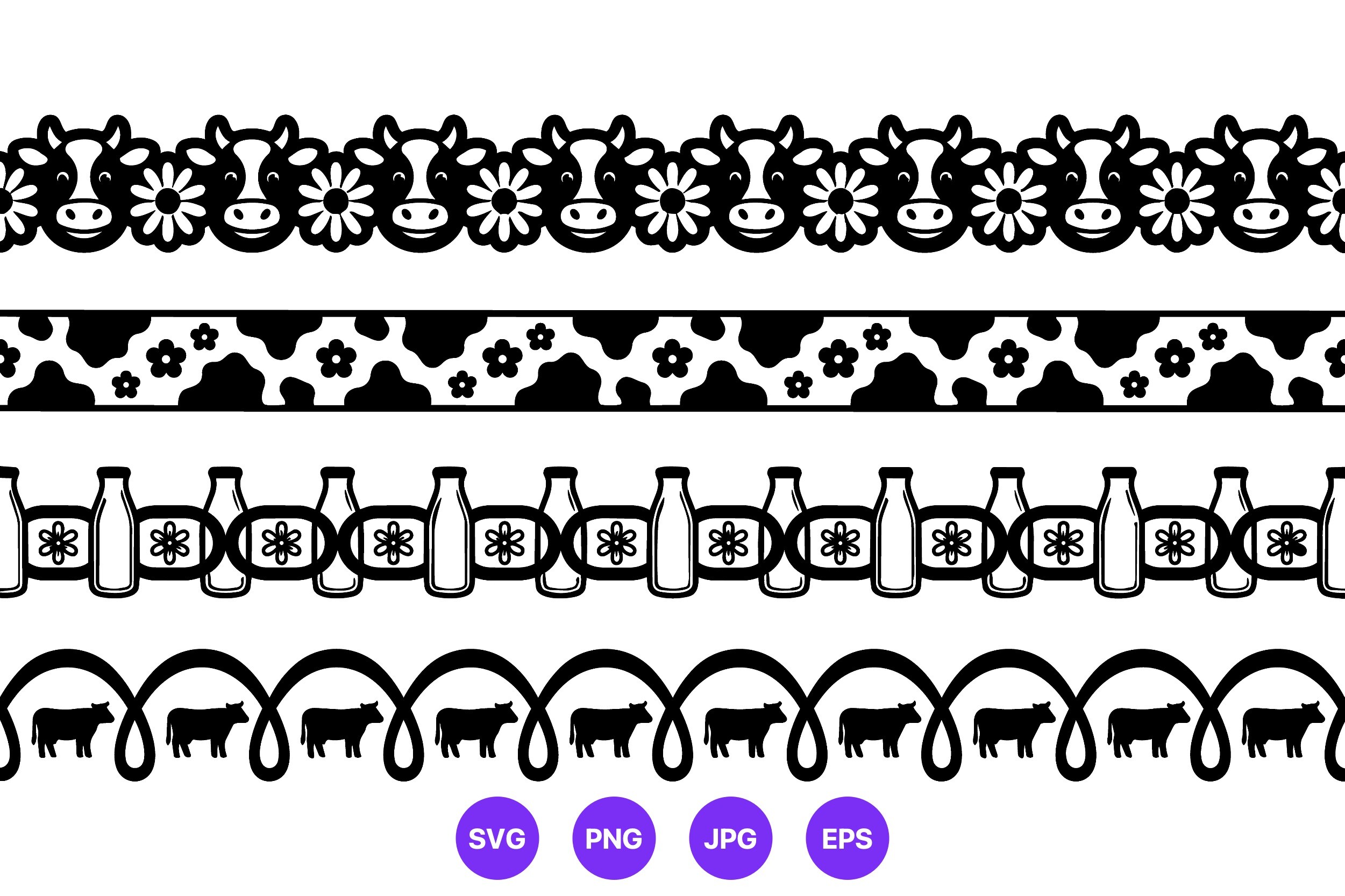 Cow Pattern Borders Black and White
