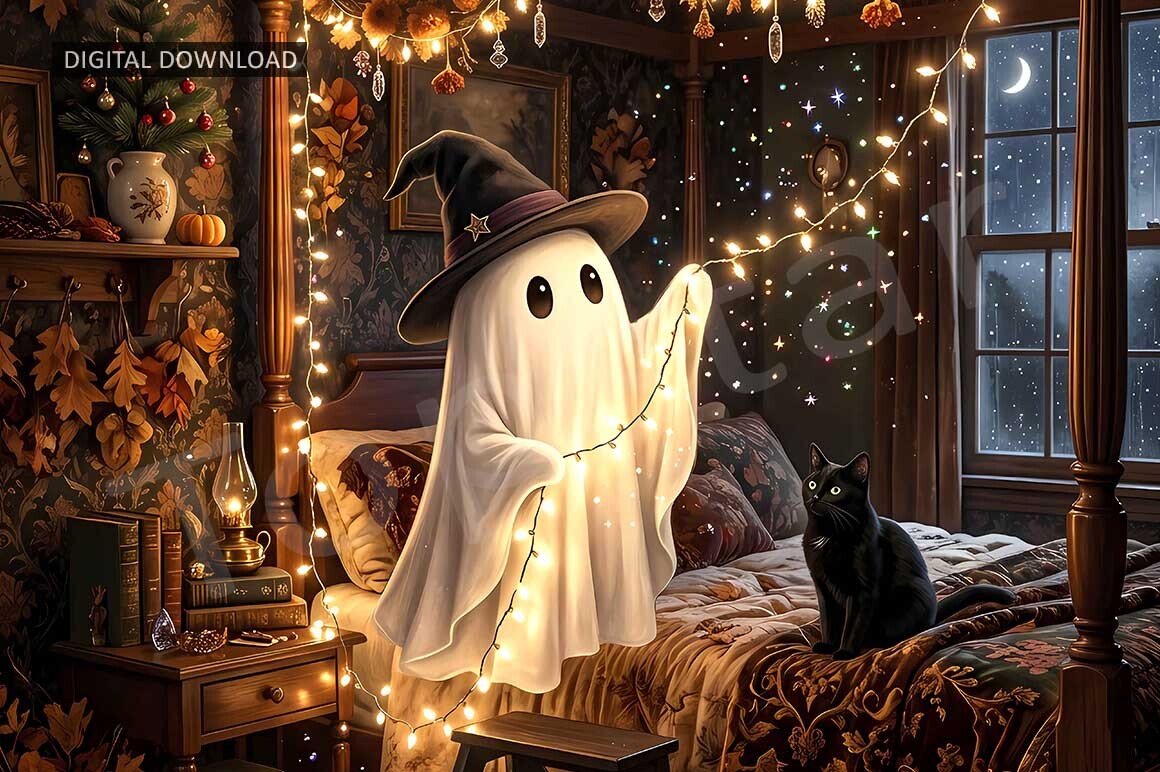 Cozy Bedroom Halloween Christmas Lights