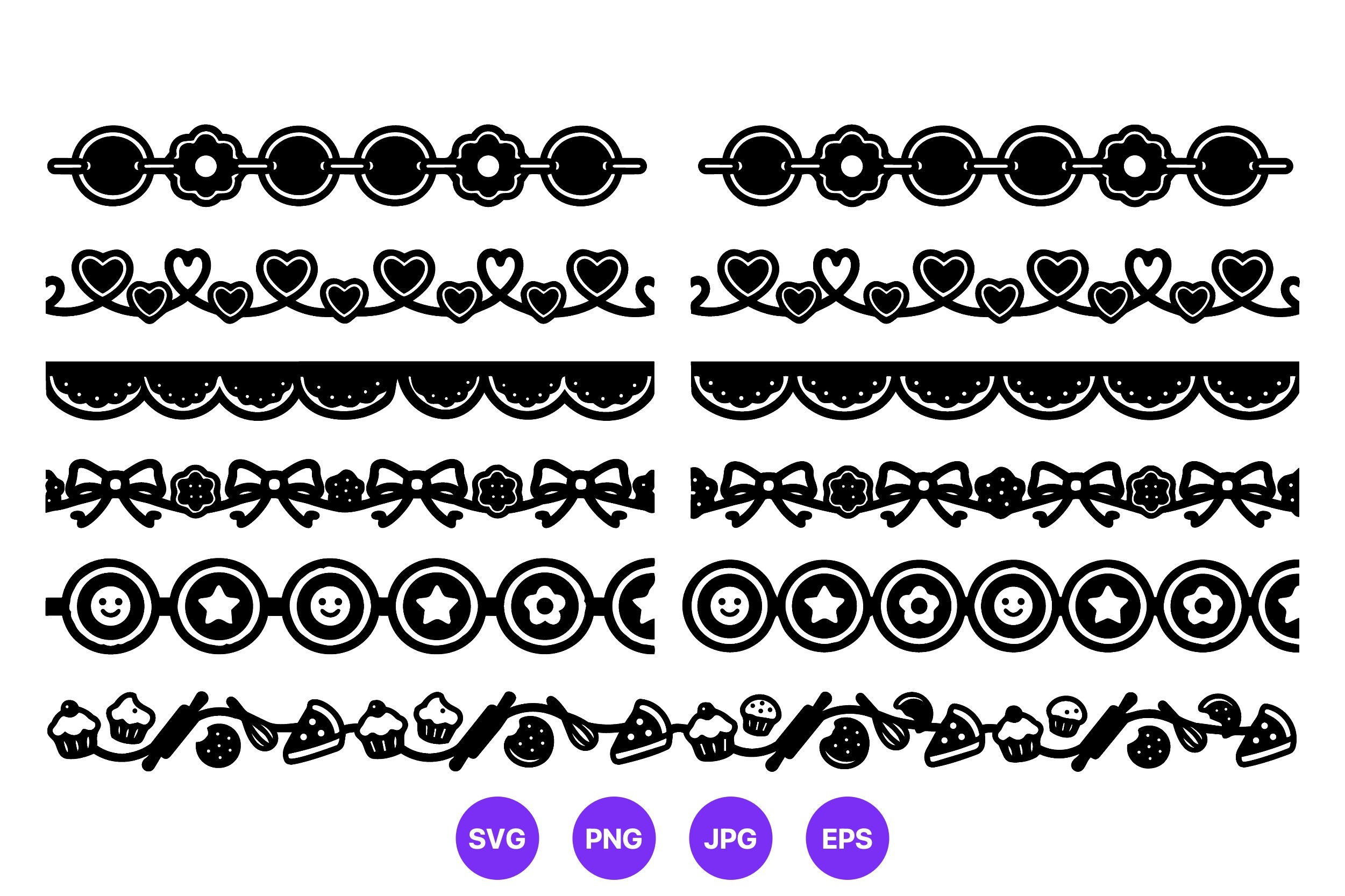 Cute Decorative Border Vector Set