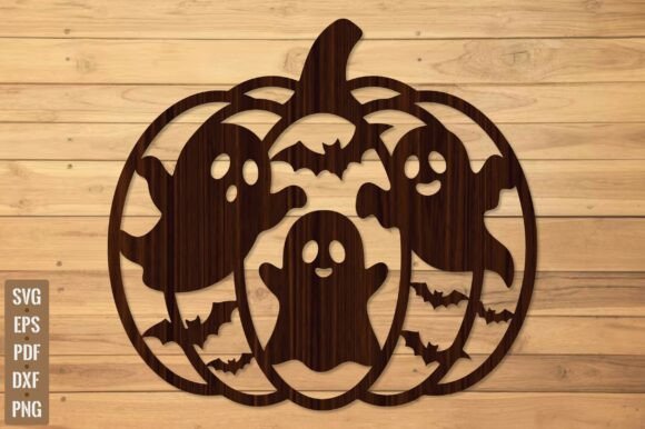 Cute Ghost Pumpkin Halloween Door Hanger Laser Cutting By Dream Print