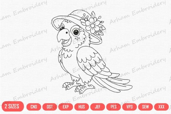Cute Parrot with Flower Hat
