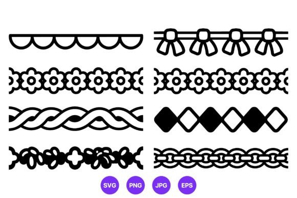 Decorative Black White Floral Borders