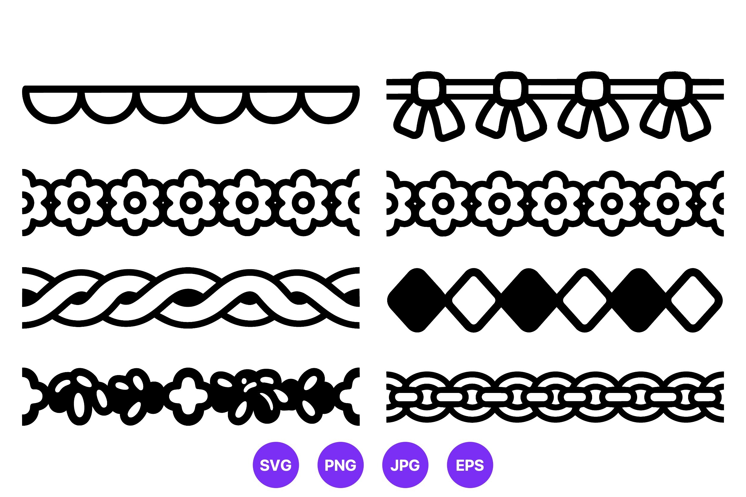 Decorative Black White Floral Borders