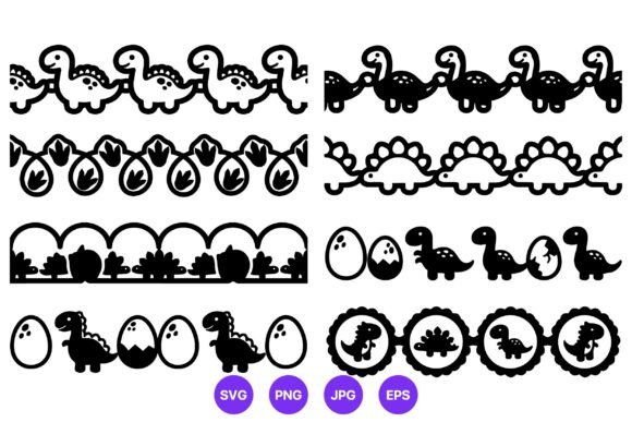 Dinosaur Black White Borders Vector