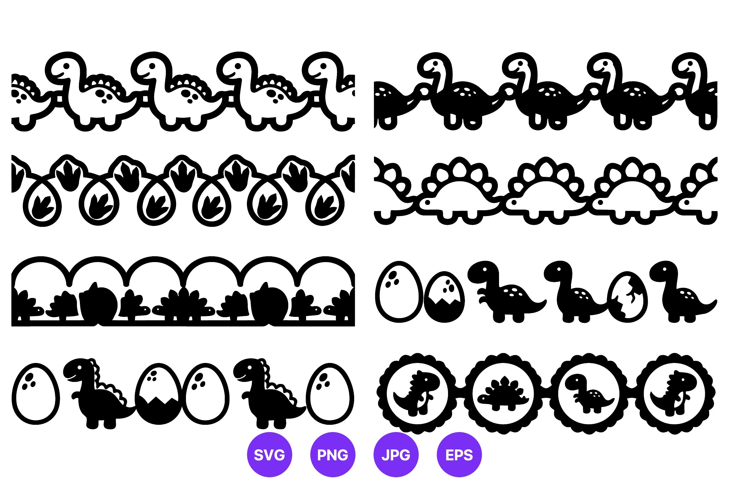Dinosaur Black White Borders Vector