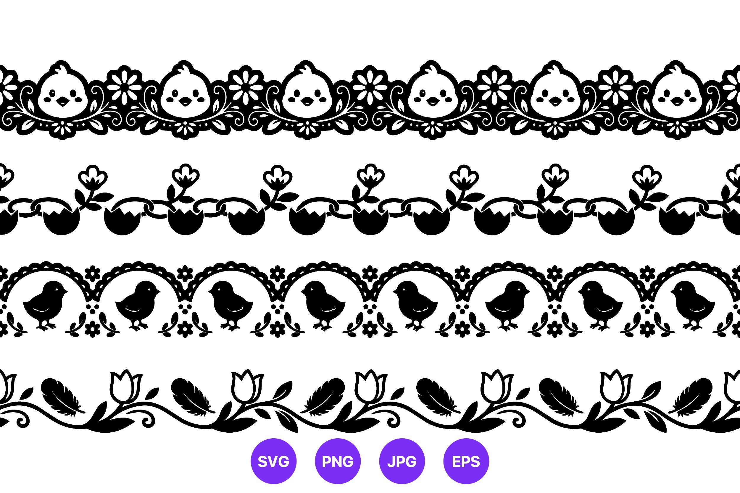 Floral Borders with Chicks and Tulips