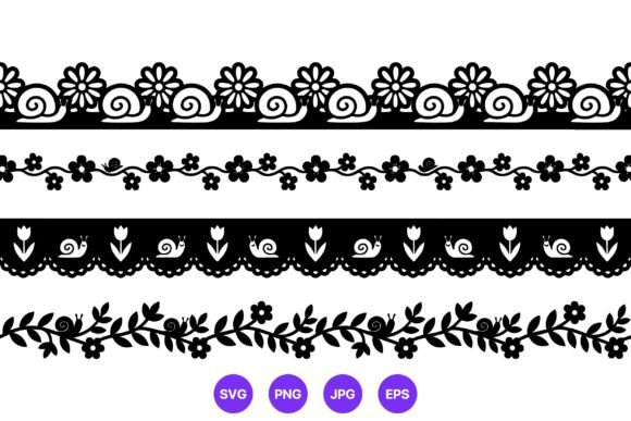 Floral Snail Border Vector Art