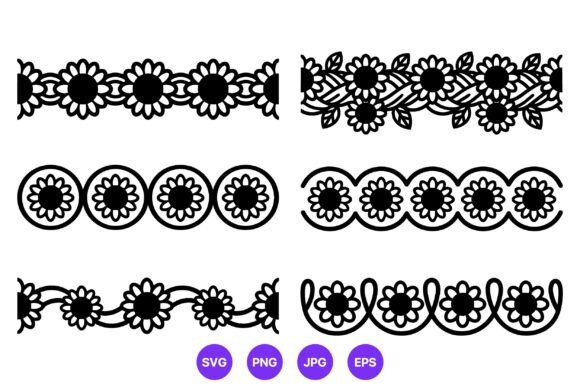 Floral Sunflower Lace Border