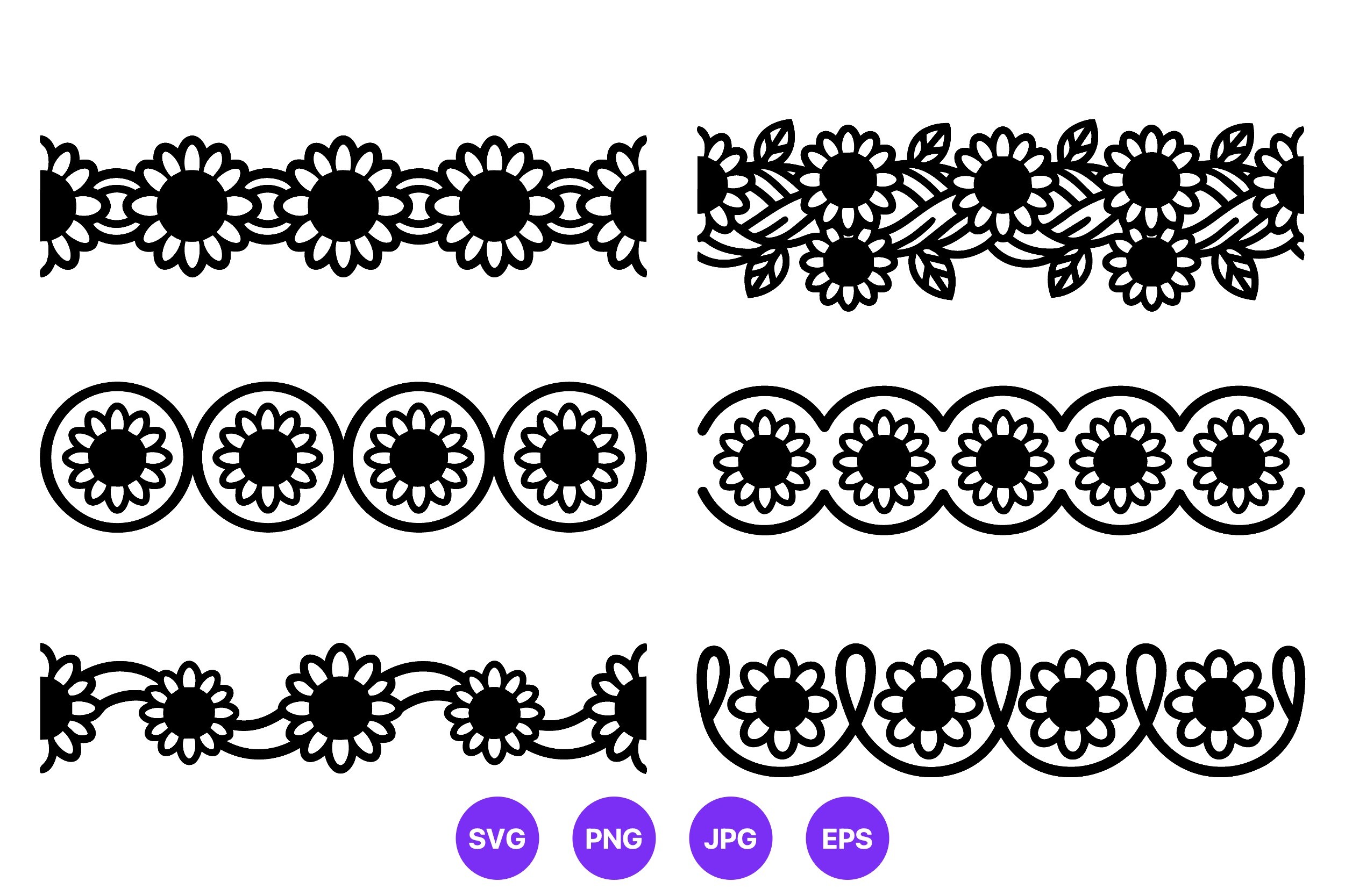 Floral Sunflower Lace Border