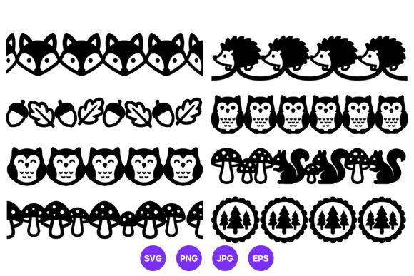 Forest Animals Black White Borders