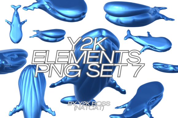 Frutiger Aero Blue Whale 3D PNG