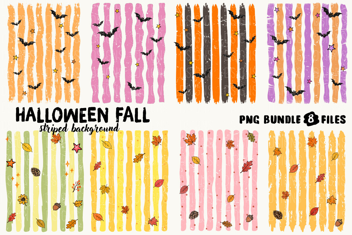 Halloween Fall Stripes Pattern Bundle