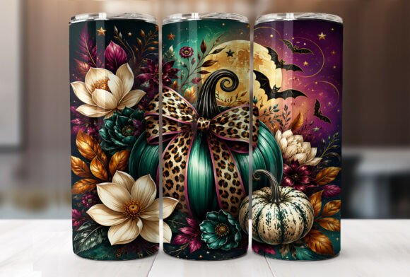 Halloween Floral Pumpkin Tumbler Wraps