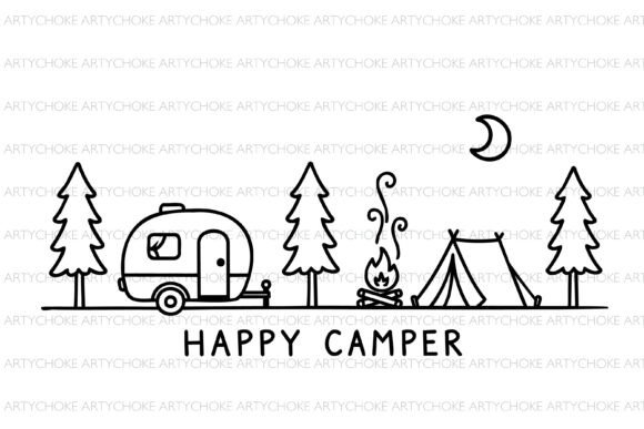 Happy Camper SVG Camping Scene