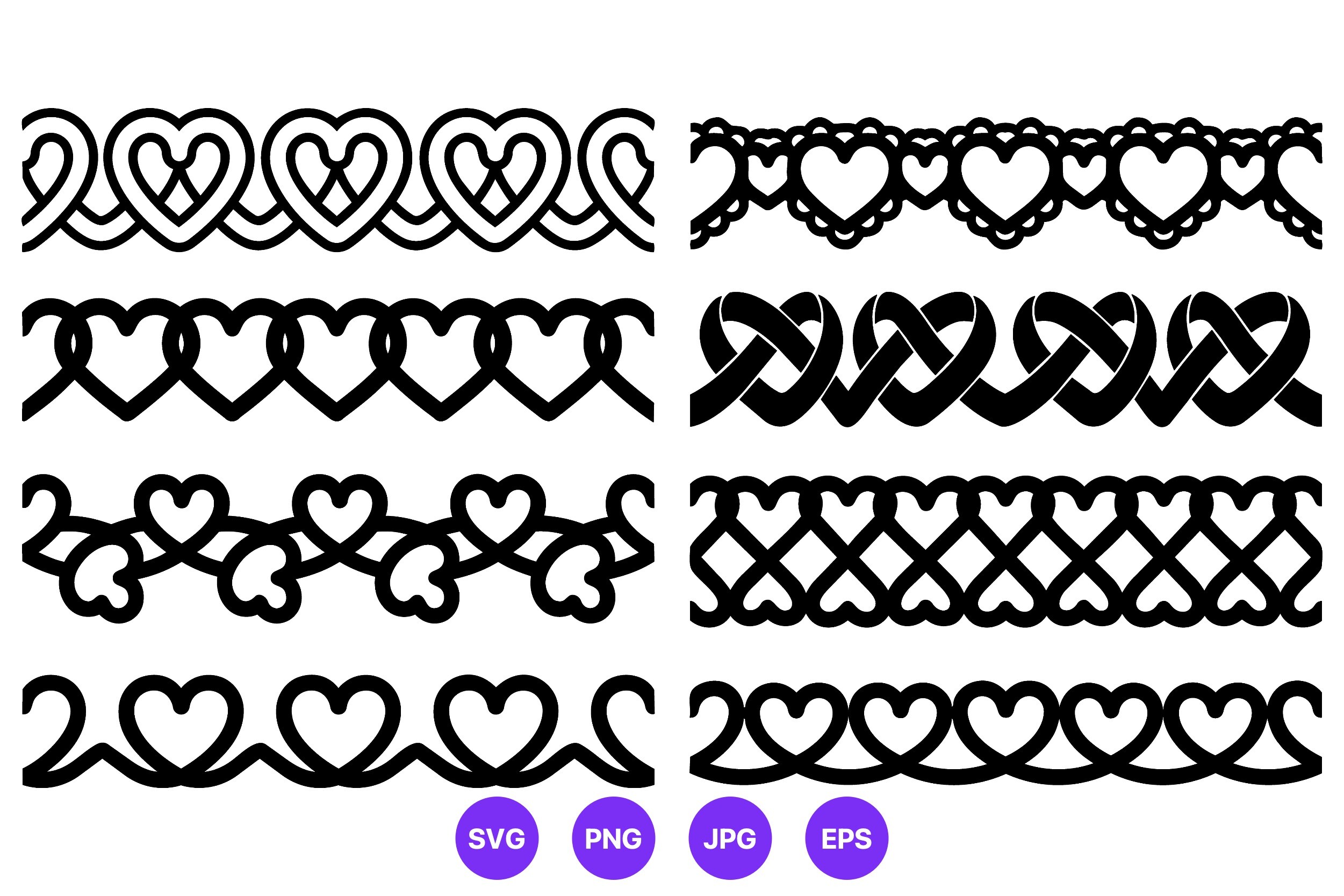 Heart Pattern Borders Vector