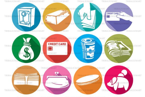 Money Flat Icons Set - Finance