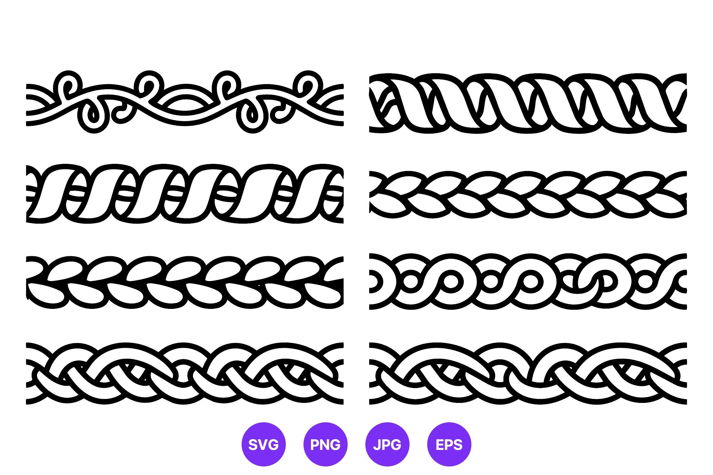Ornamental Braided Borders Vector