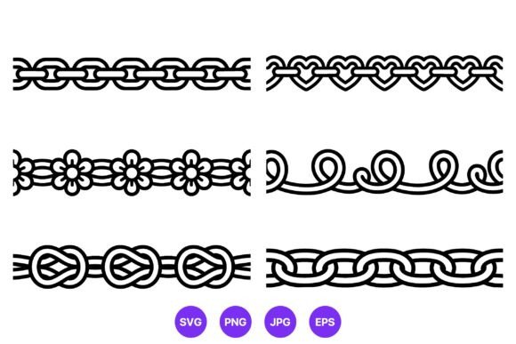 Ornamental Chain Borders Vector Set