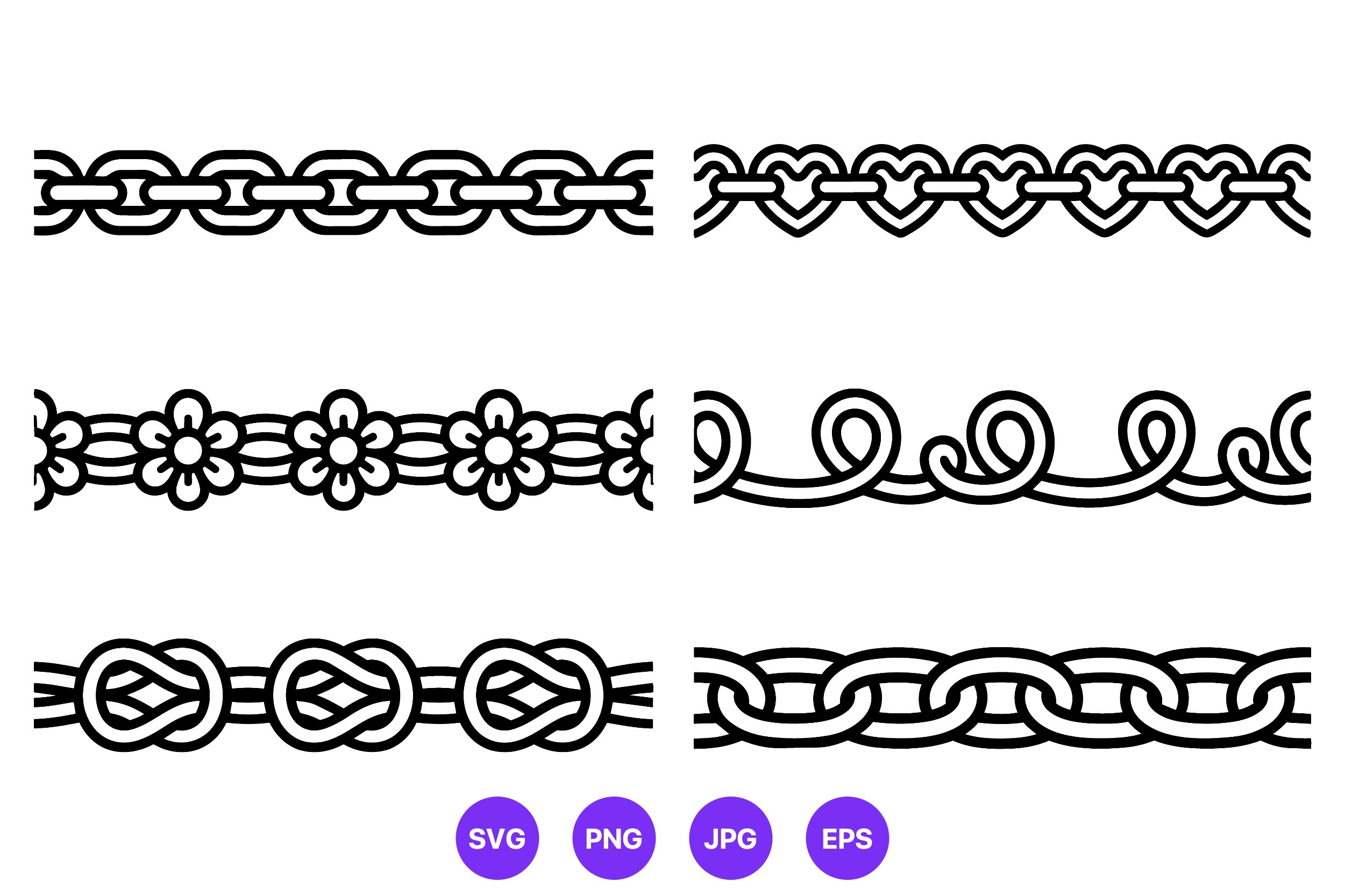 Ornamental Chain Borders Vector Set