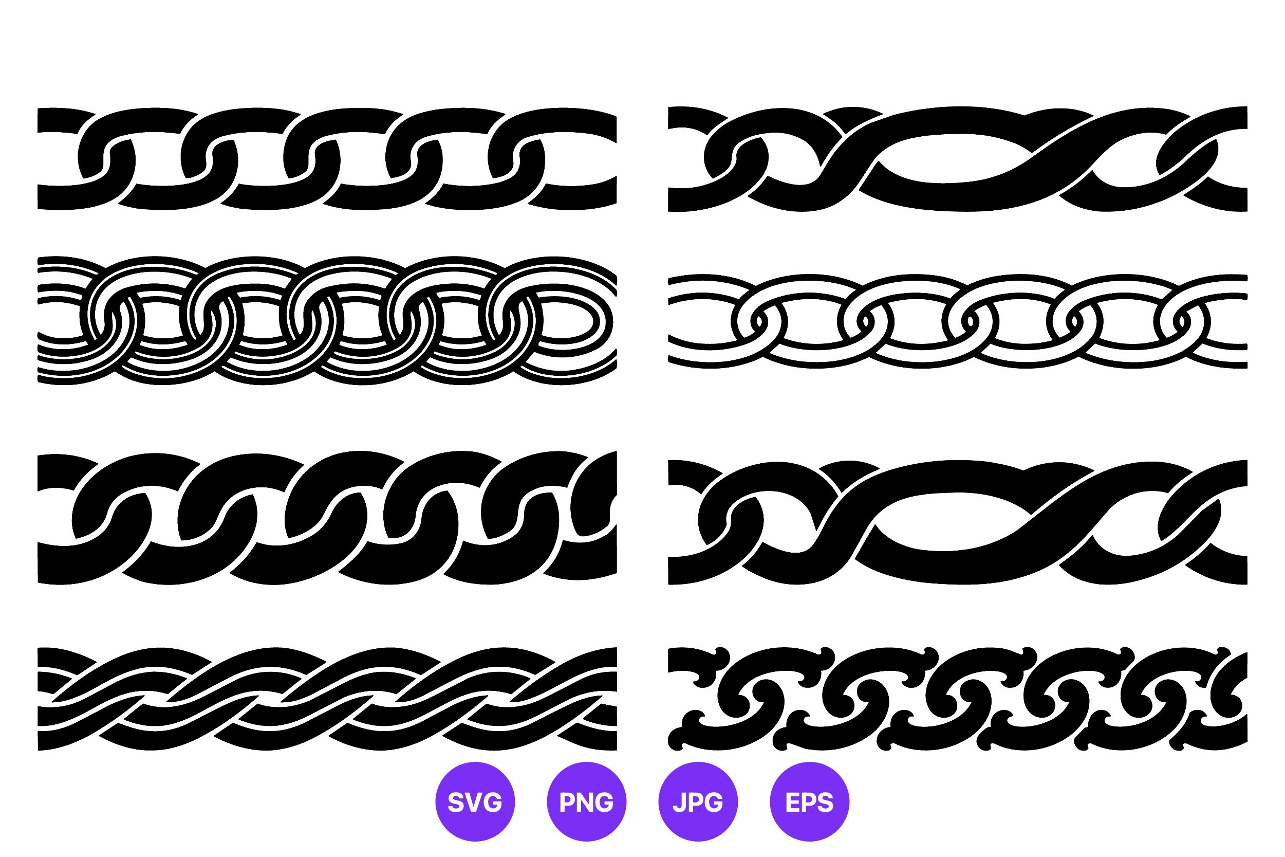 Ornamental Chain Vector with Varied Link