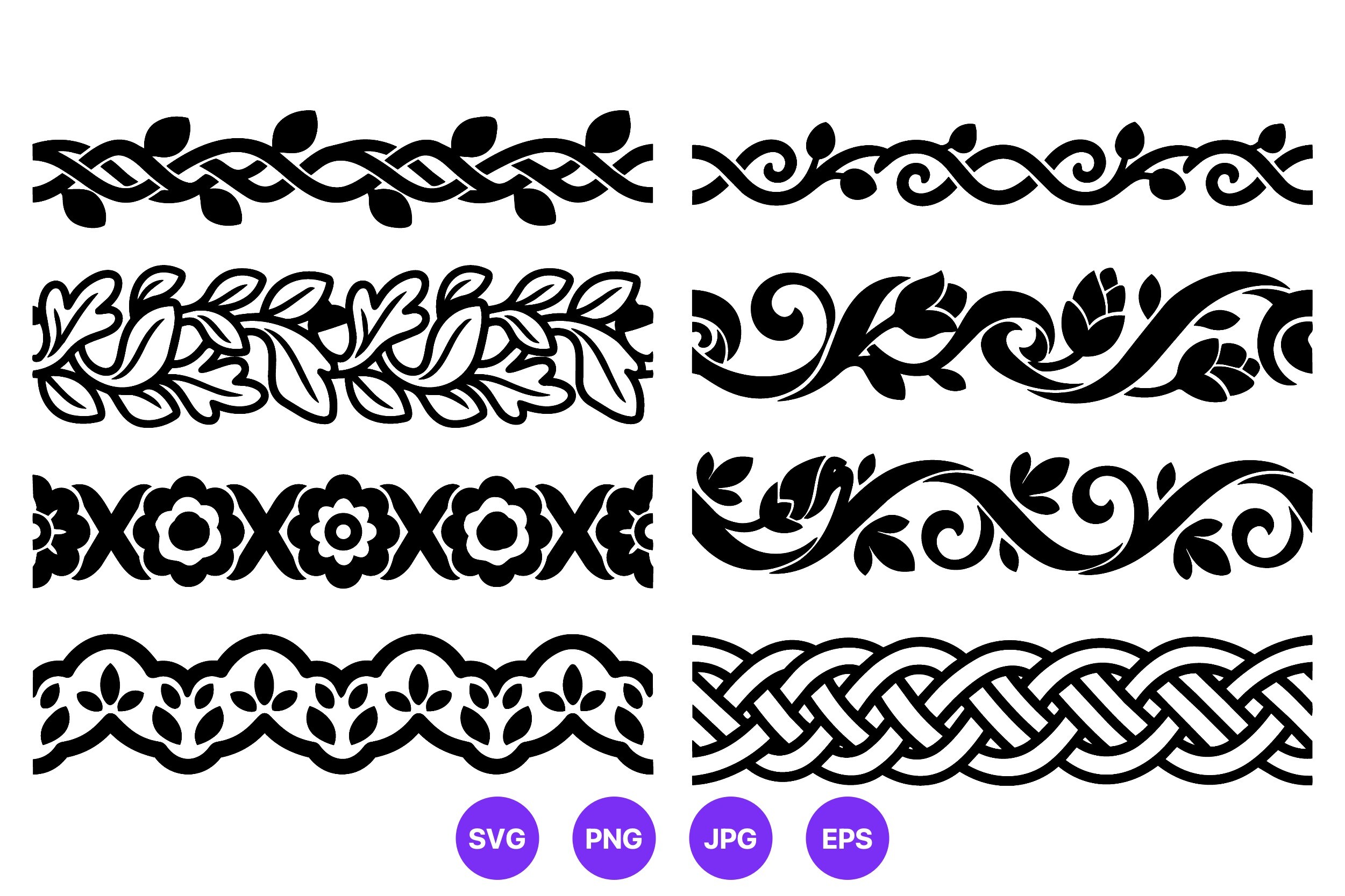 Ornamental Floral Borders Vector Set