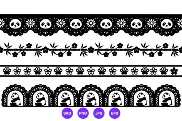Panda Lace Border Vector Art