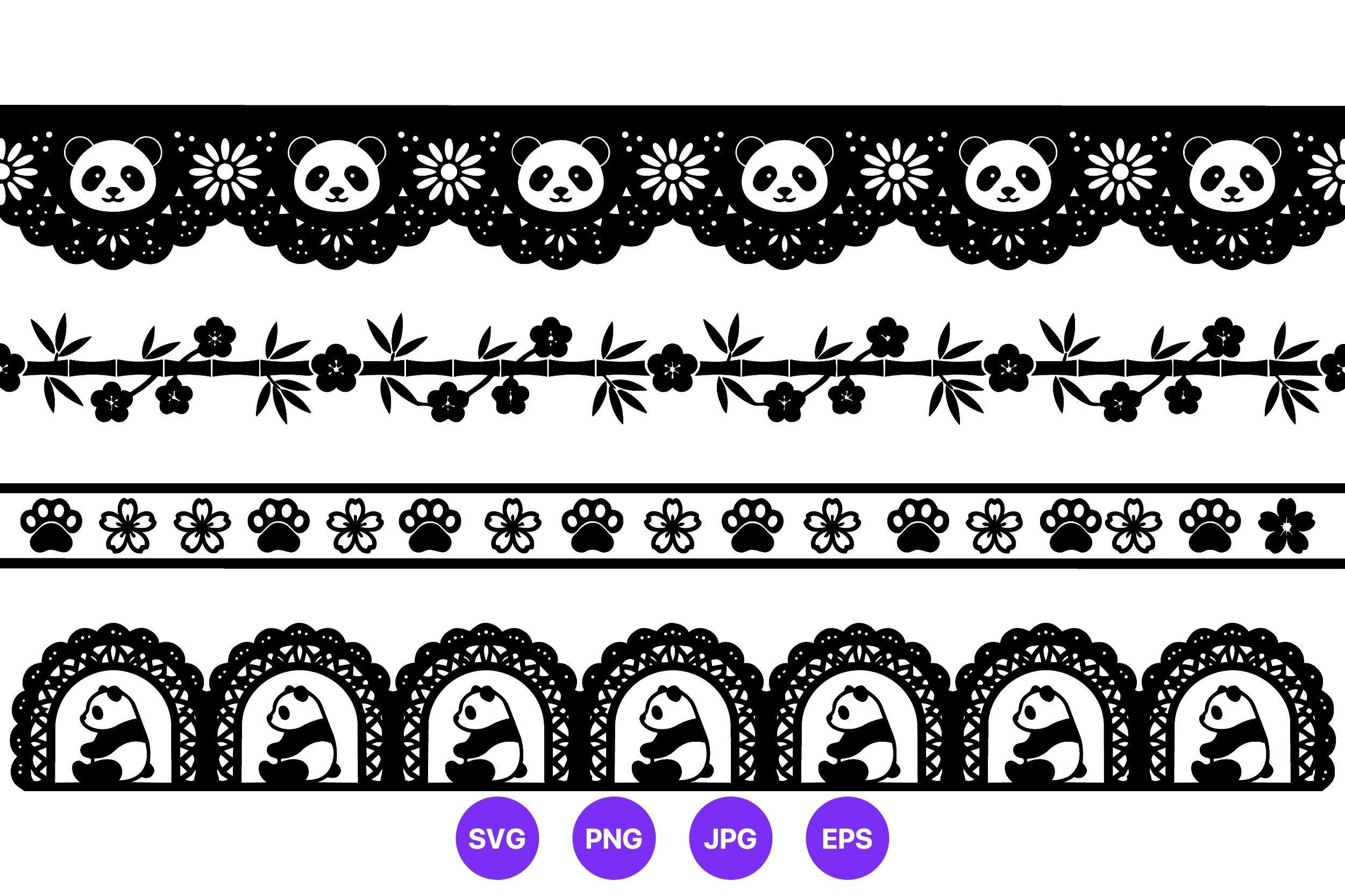 Panda Lace Border Vector Art
