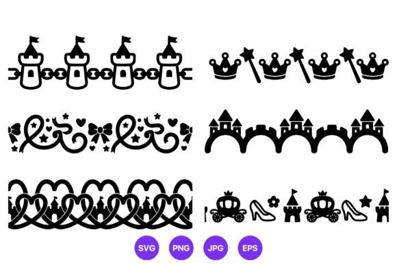 Princess Castle Crown Border Vector