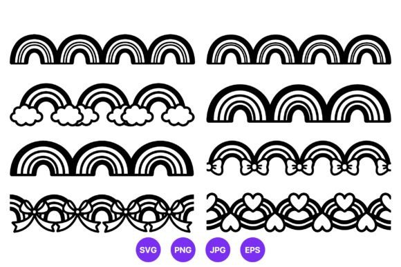 Rainbow Borders Black and White Vector