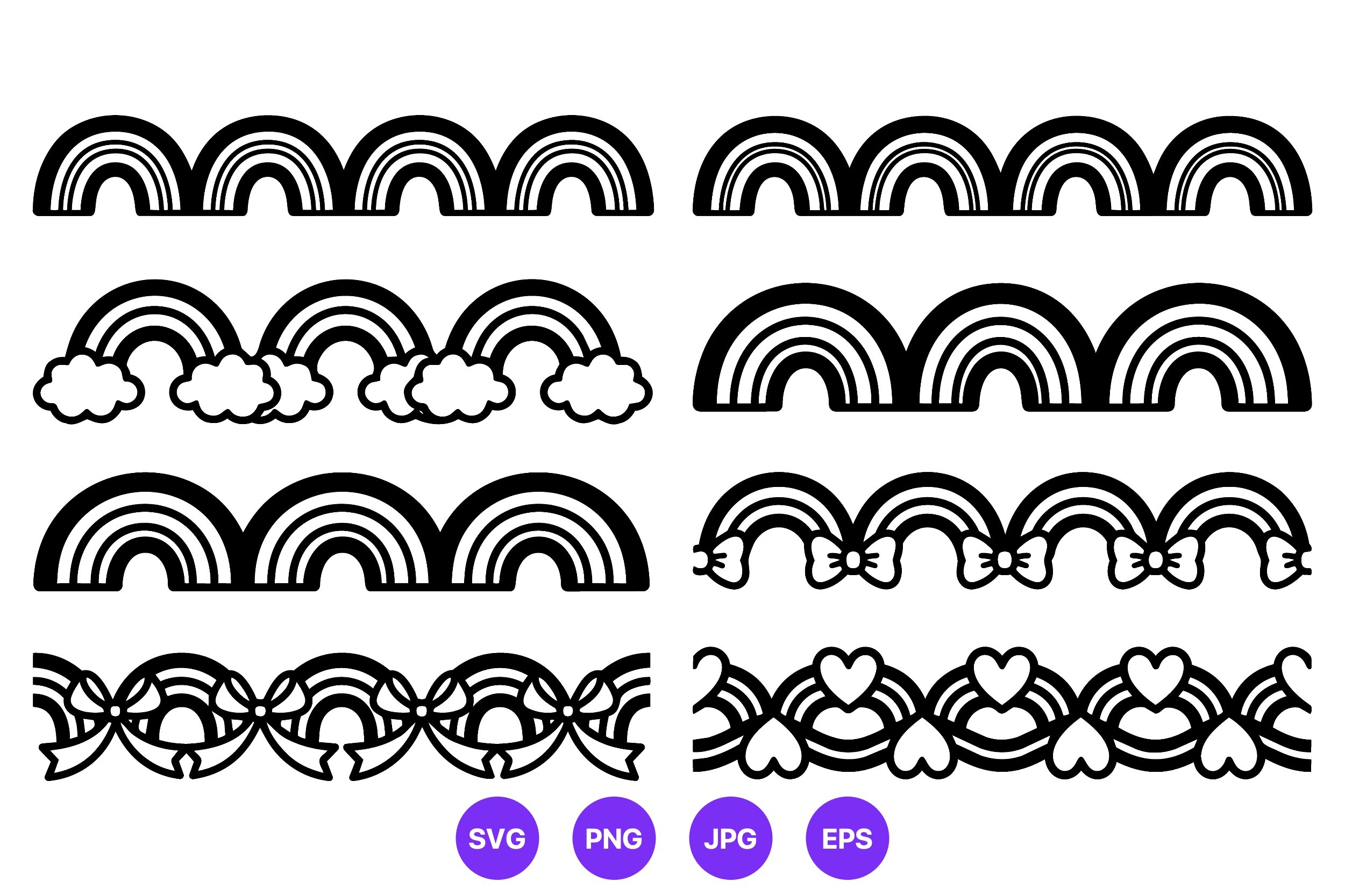 Rainbow Borders Black and White Vector