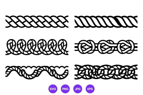 Rope Border Vector Art Six Black White