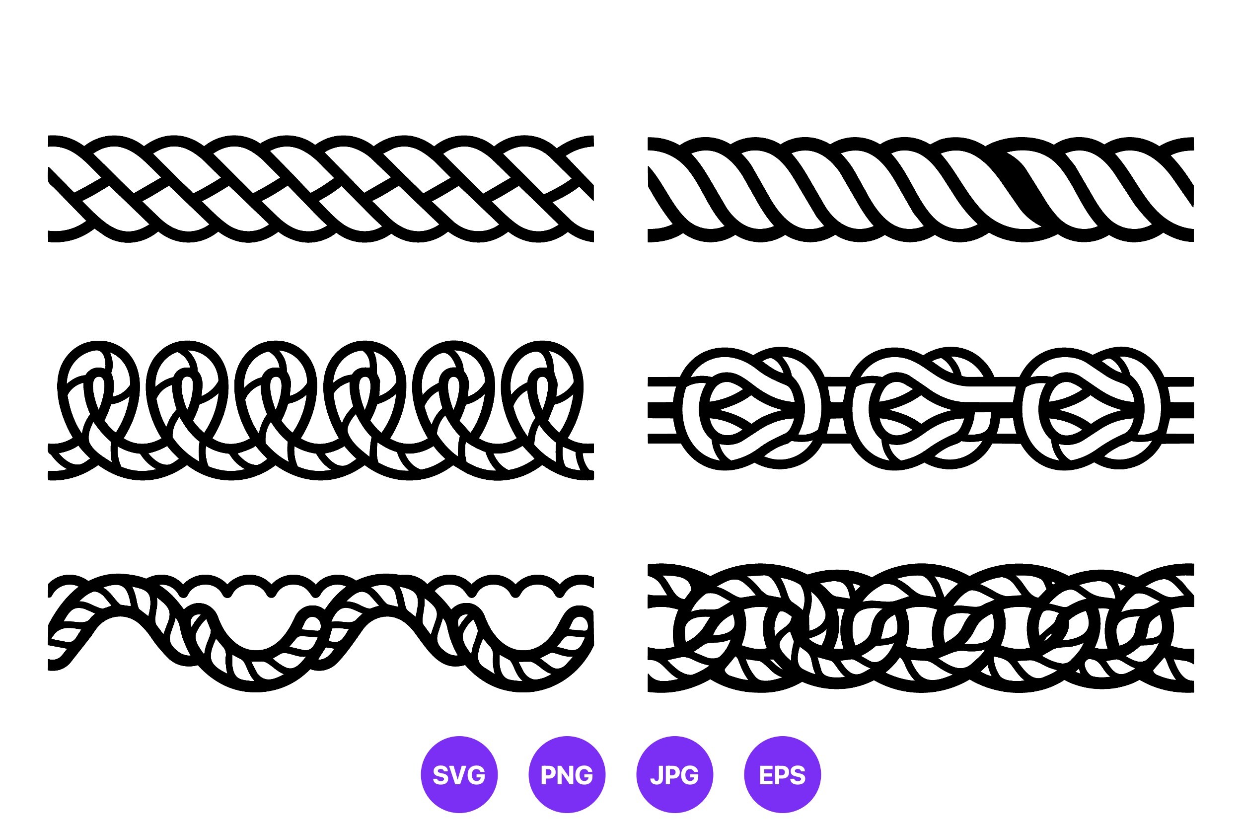 Rope Border Vector Art Six Black White