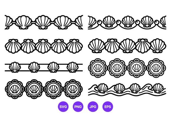 Shell Borders Vector Line Art