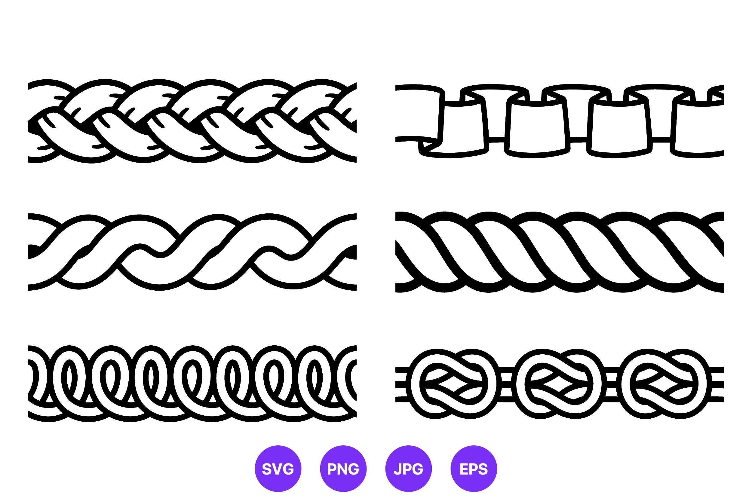 Six Rope and Chain Vector Line Art