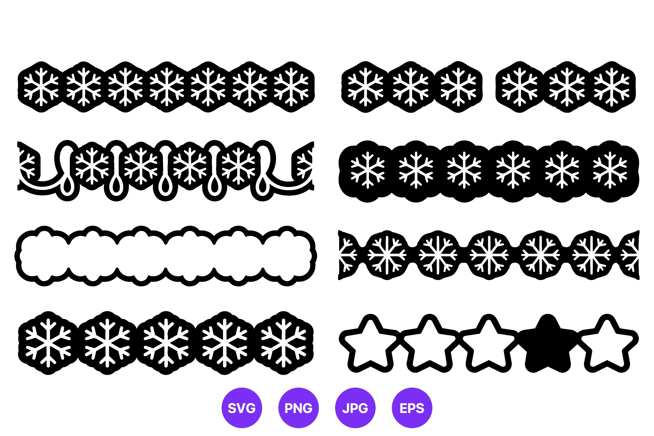 Snowflake and Star Borders Vector