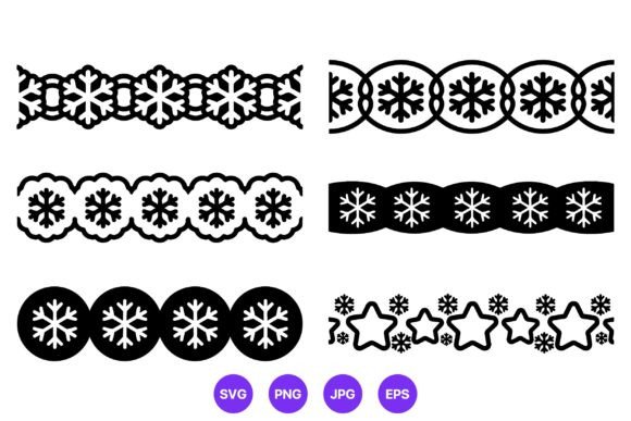 Snowflake and Star Winter Borders