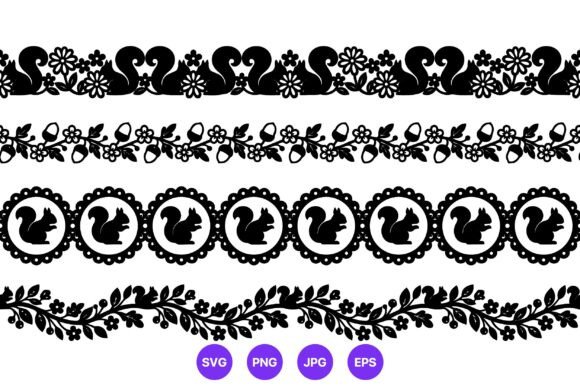 Squirrel Floral Borders Vector Design