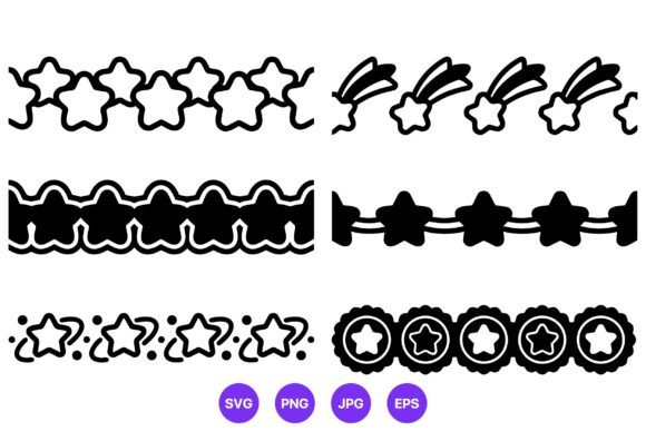 Star Shapes Borders Vector Set