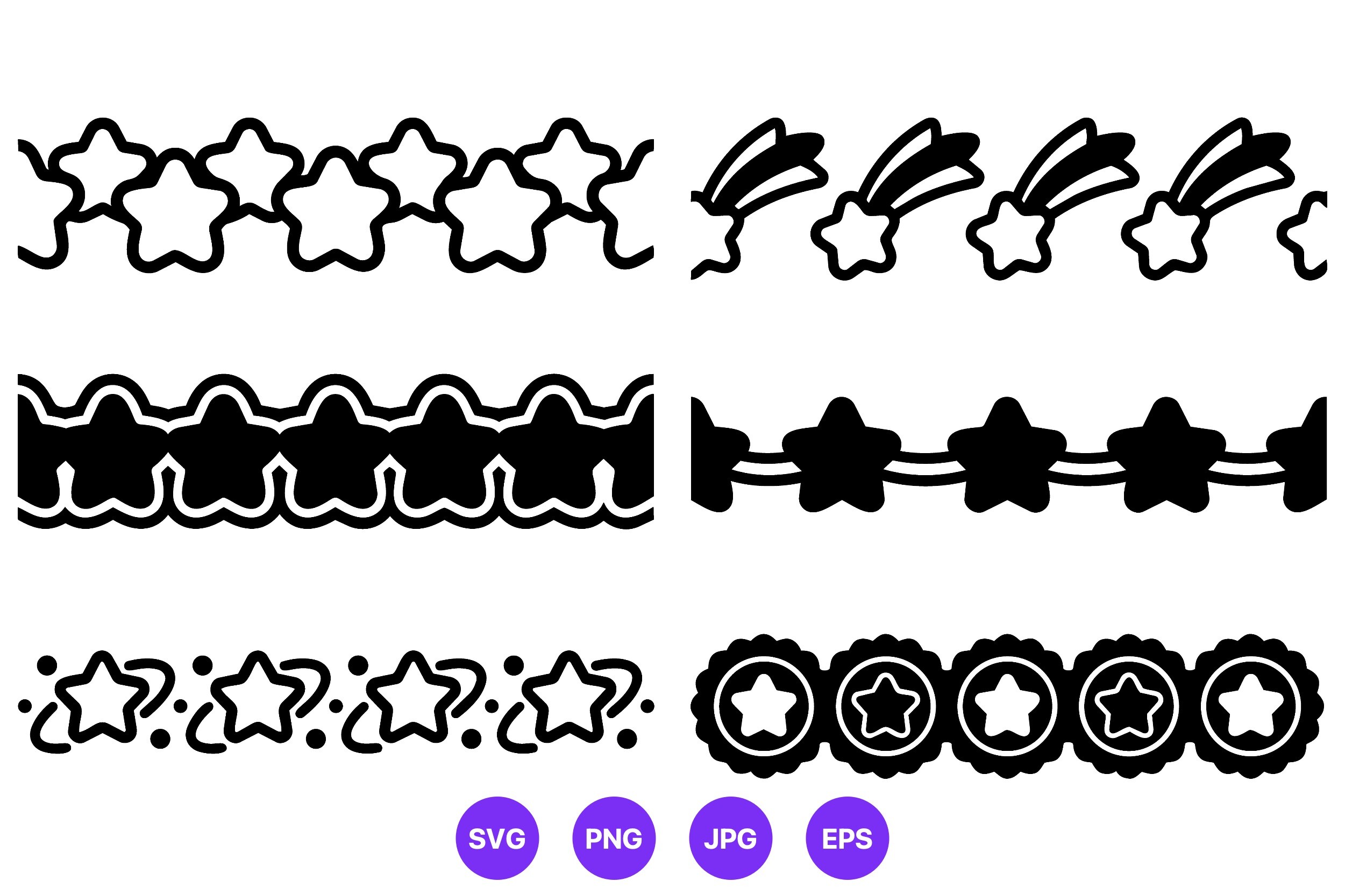 Star Shapes Borders Vector Set
