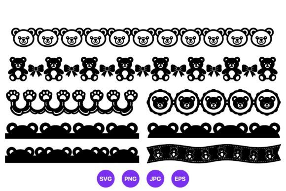 Teddy Bear Borders Black and White