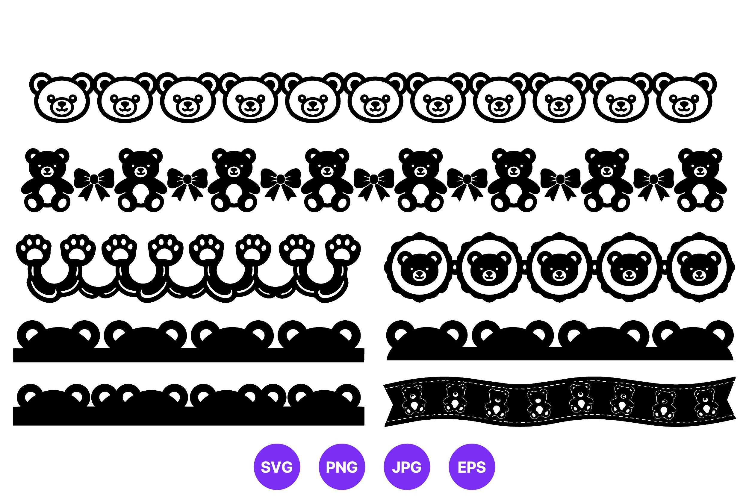 Teddy Bear Borders Black and White