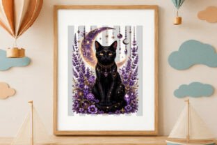 Vintage Mystic Black Cat Moon PNG Graphic by Merch Expert · Creative ...