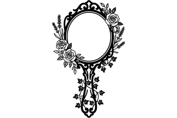 Vintage Rose Mirror SVG Cut File