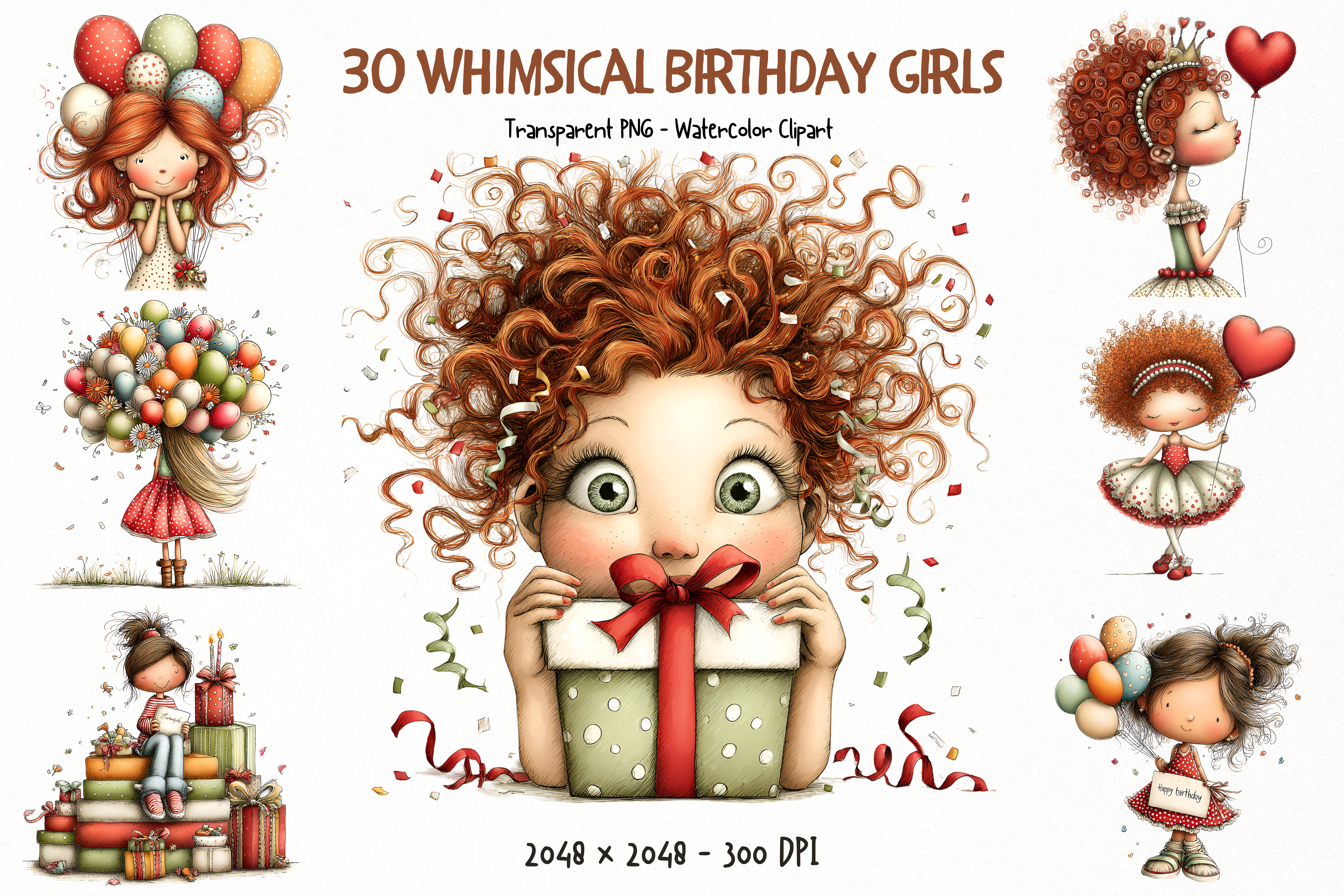 Whimsical Birthday Girls PNG Clipart
