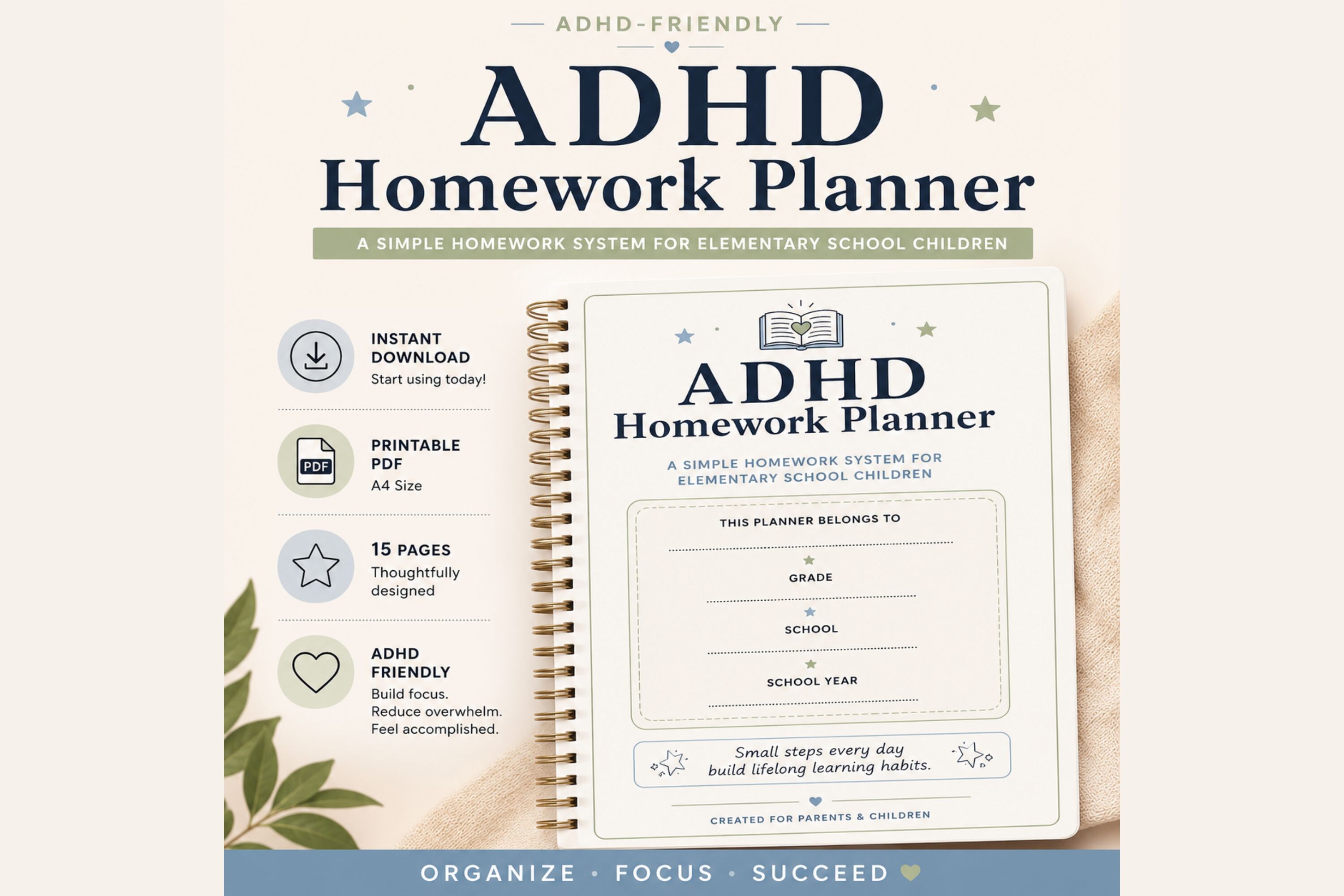 ADHD Homework Planner for Children