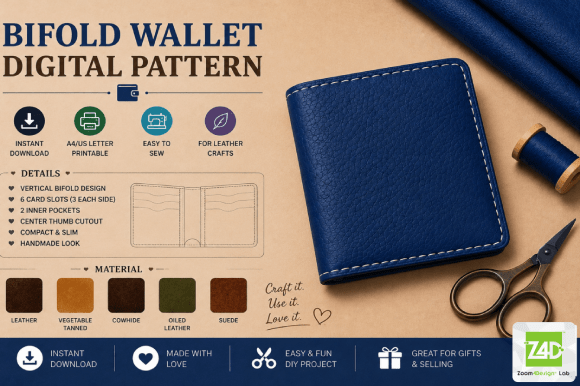 Bifold Leather Wallet PDF Pattern | Prin
