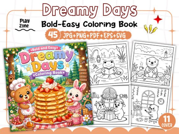 Preview of Bold and Easy Dreamy Days Coloring Pages coloring pages for adults